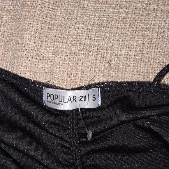 Stunning charcoal black glitter bodycon dress with thin spaghetti straps. - Picture 5 of 5